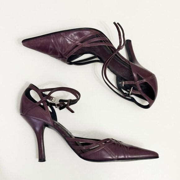 Carlos Santana Purple Pointy Strappy Pumps Stiletto Heels, Size 6.5 - Picture 2 of 6